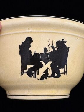 VTG Pale Yellow Crooksville China Co “Silhouette” Medium Mixing Bowl